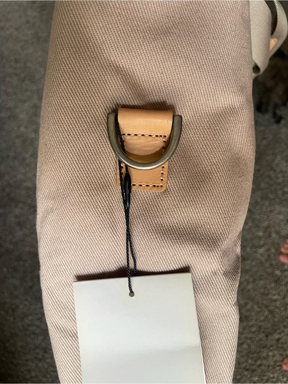 July Daybreak Taupe Beige Canvas Laptop Tote with Tan Accents